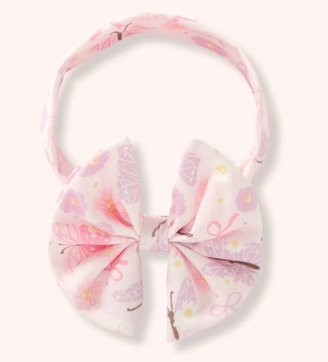 Children’s bow headband in the Flutter Dream print