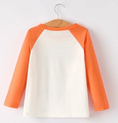 Thanksgiving Pumpkin Letters Print Long Sleeve Boys Top