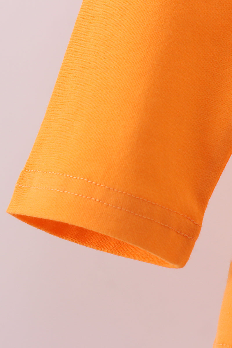 Orange puppy applique top cuff detail