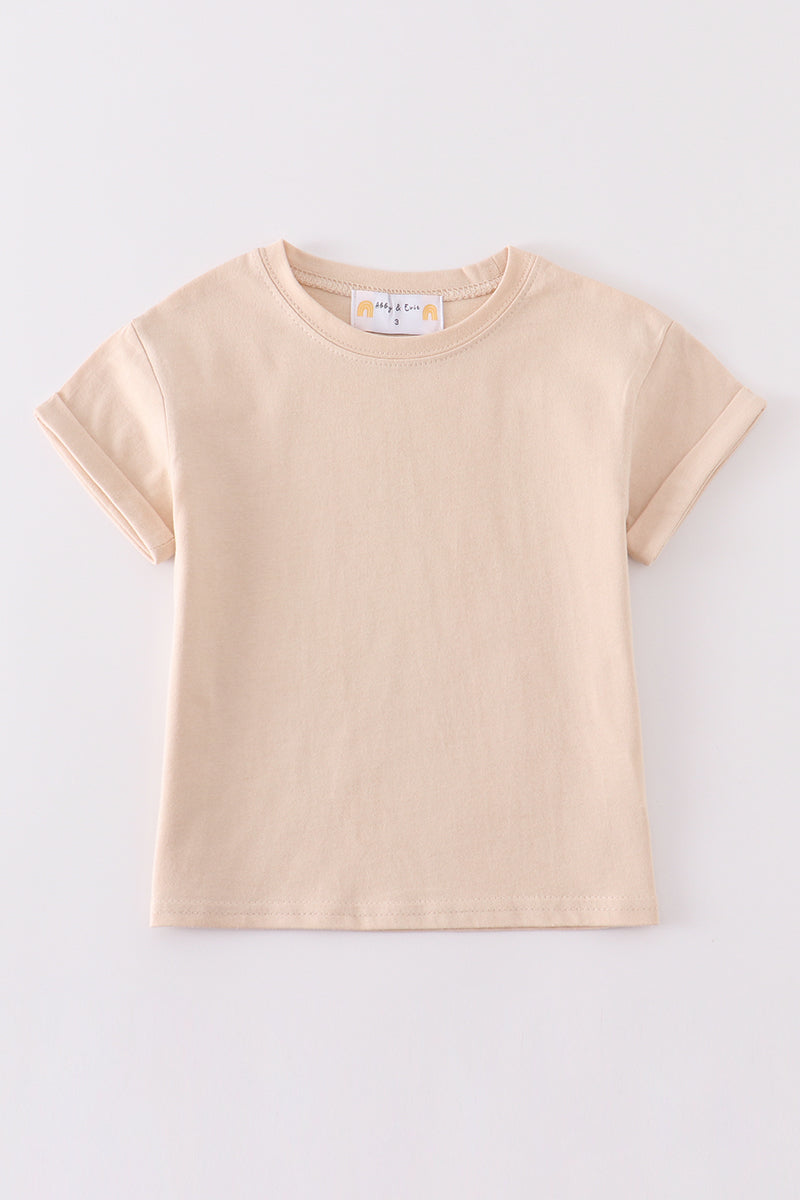 Apricot basic t-shirt front flat lay