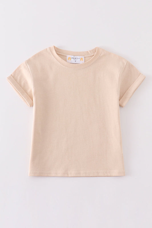 Apricot basic t-shirt front flat lay