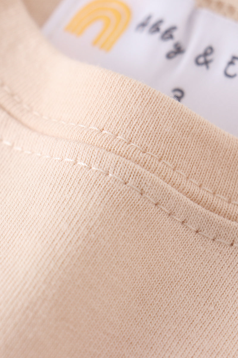 Apricot basic t-shirt collar stitching detail