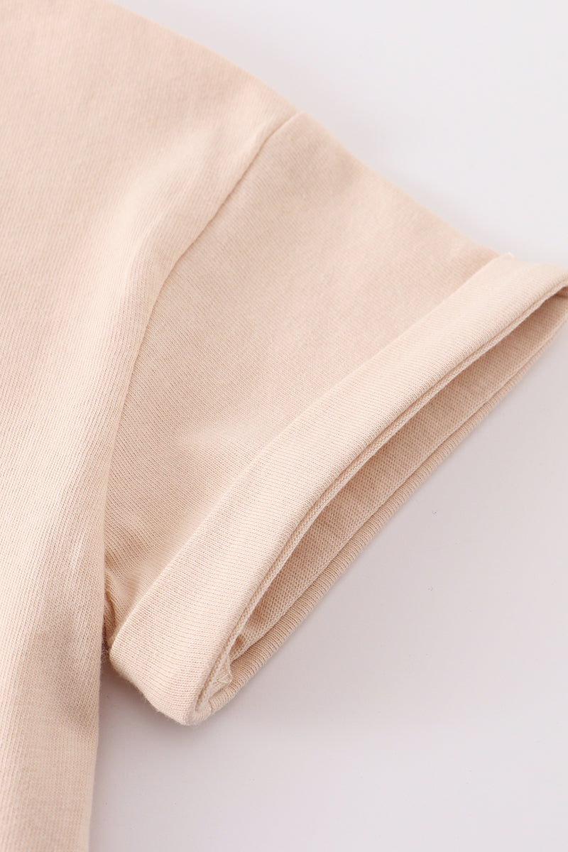 Apricot basic t-shirt sleeve cuff detail