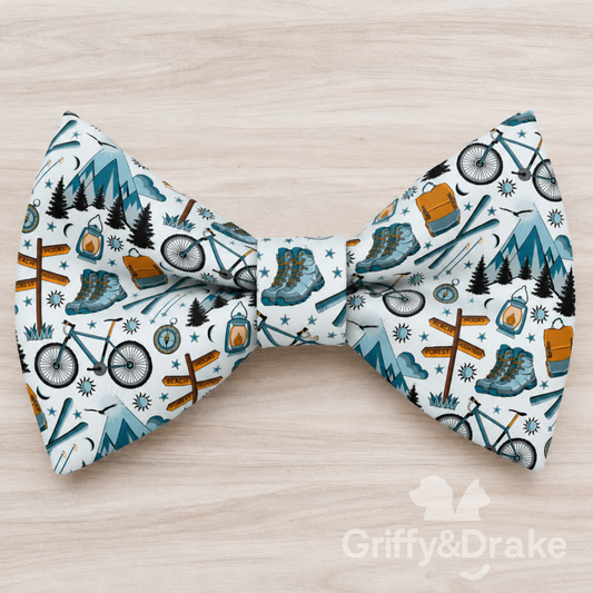Adventure Awaits Bow Tie by Griffy & Drake - outdoor adventure print