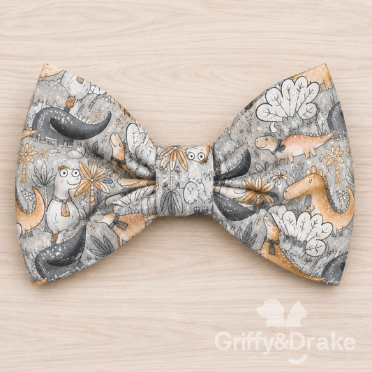 Jurassic Tails Bow Tie by Griffy & Drake - whimsical dinosaur print