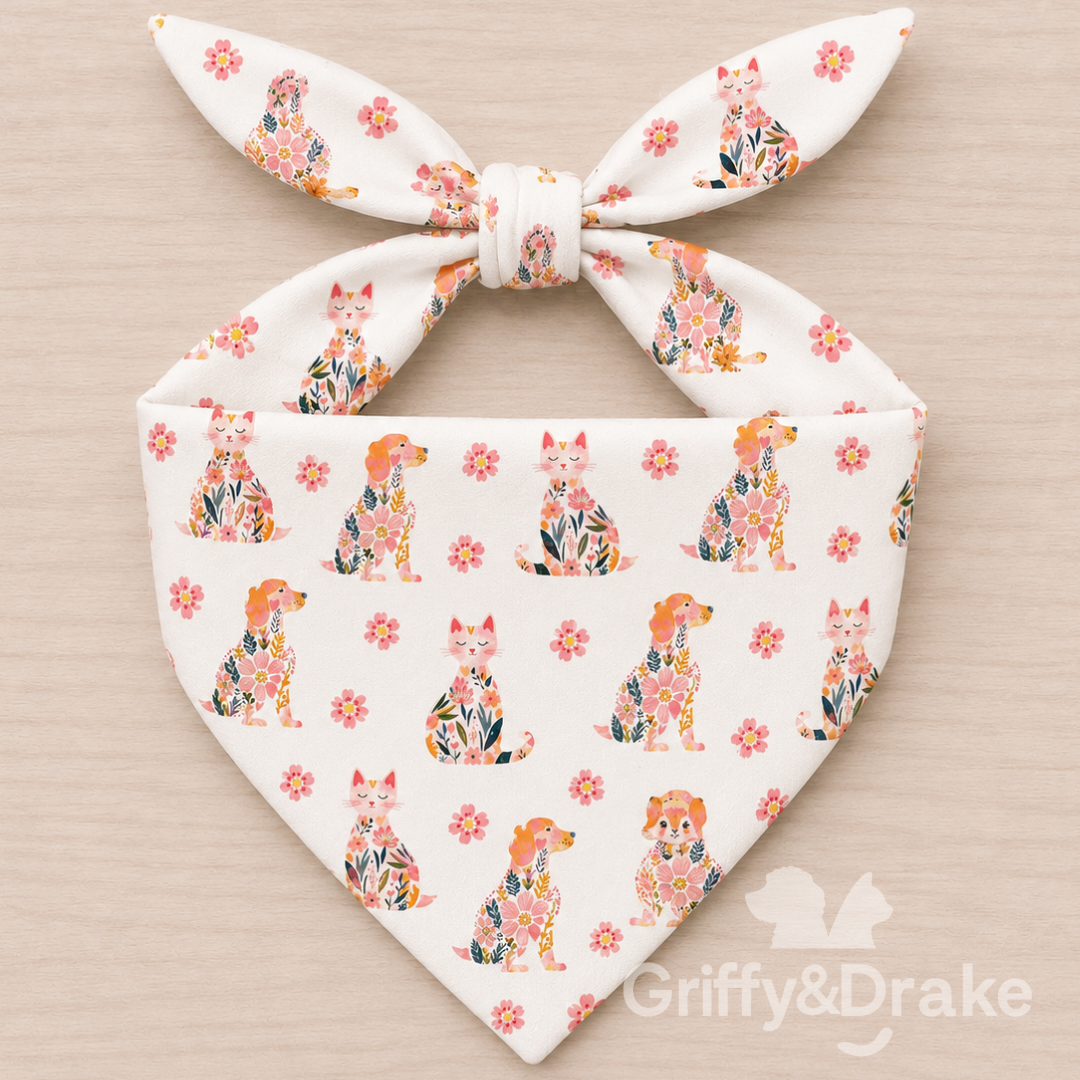 Petal Pals Bandana by Griffy & Drake - floral pet print
