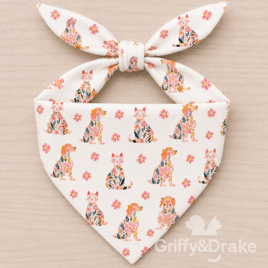 Petal Pals Bandana by Griffy & Drake - floral pet print