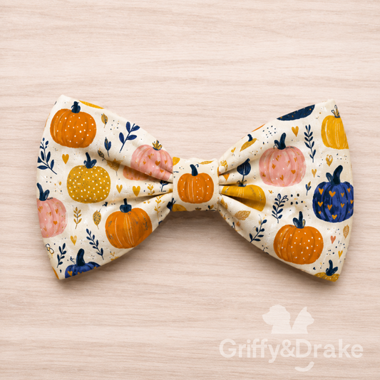 Griffy & Drake Pretty Pumpkins bow tie with colorful pumpkin print