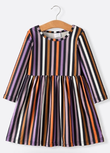 2 Piece Halloween Ghost Striped Girls Dress Set