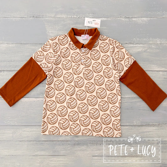 Pete + Lucy vintage sports boy top with vintage volleyball print