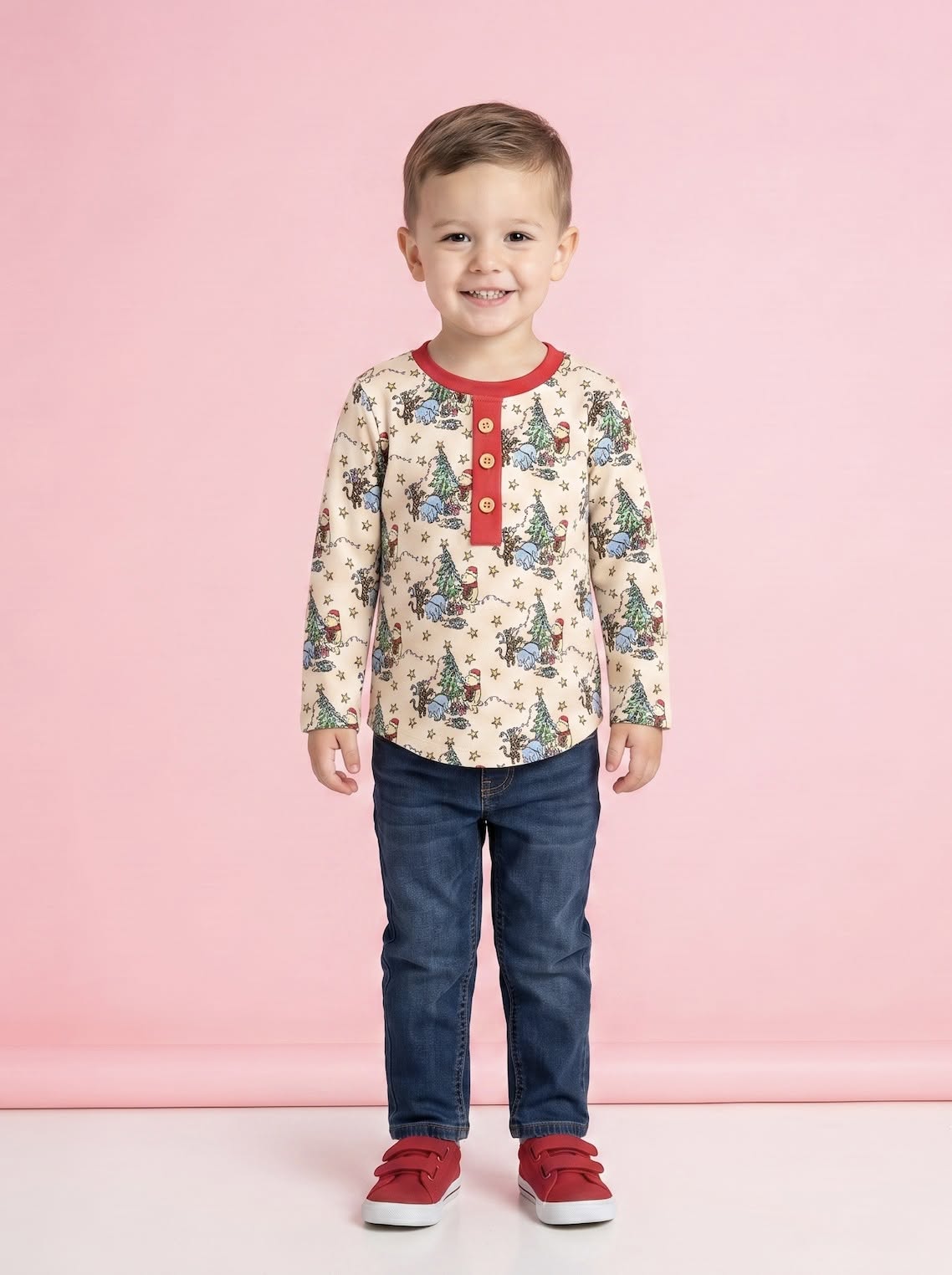 Pete + Lucy Hunny Holiday boy shirt on model