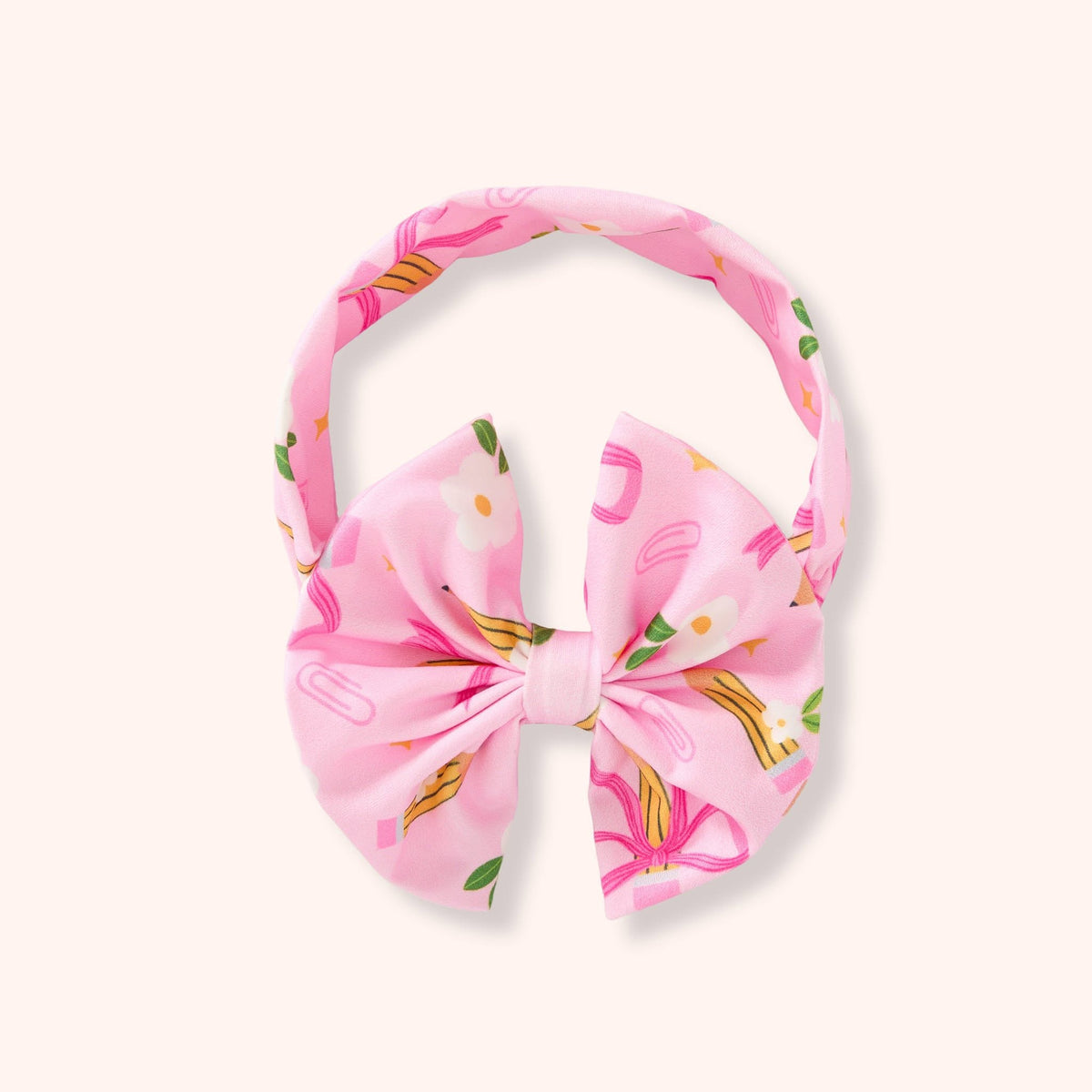 Children’s bow headband in the Doodle Days print