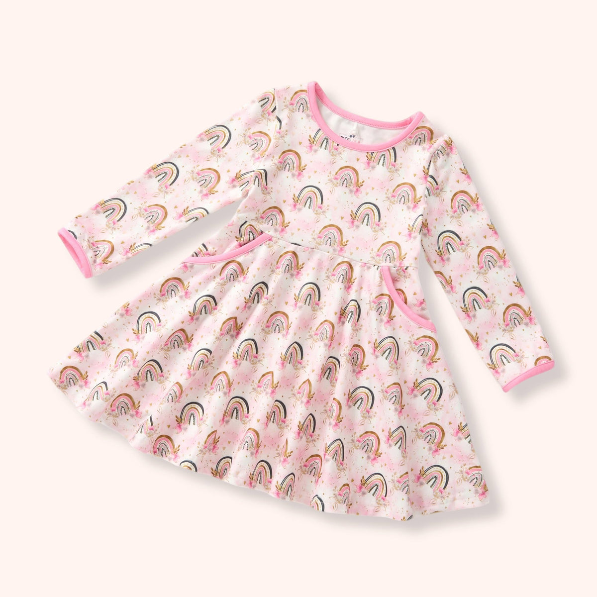 Painted Sky long-sleeve pink rainbow dress