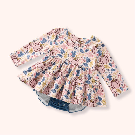 Blush Harvest Infant Romper flat lay