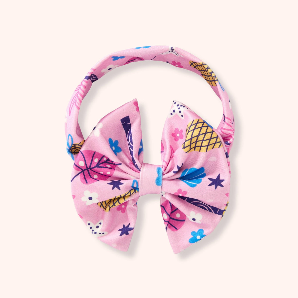 Children’s bow headband in the Palm Breeze print
