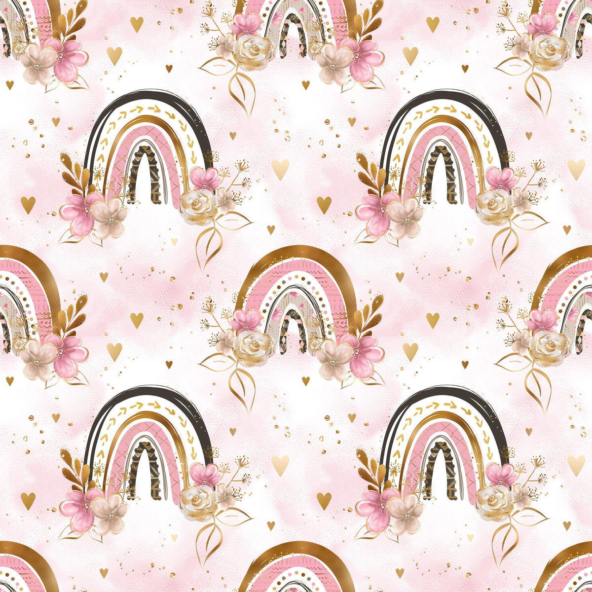 Close-up of Painted Sky rainbow floral print