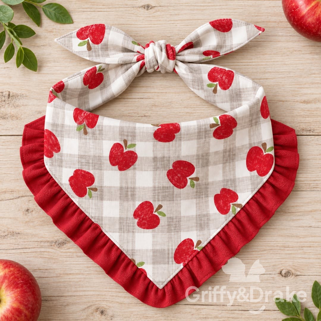 Griffy & Drake Apple of My Eye apple-print ruffle bandana