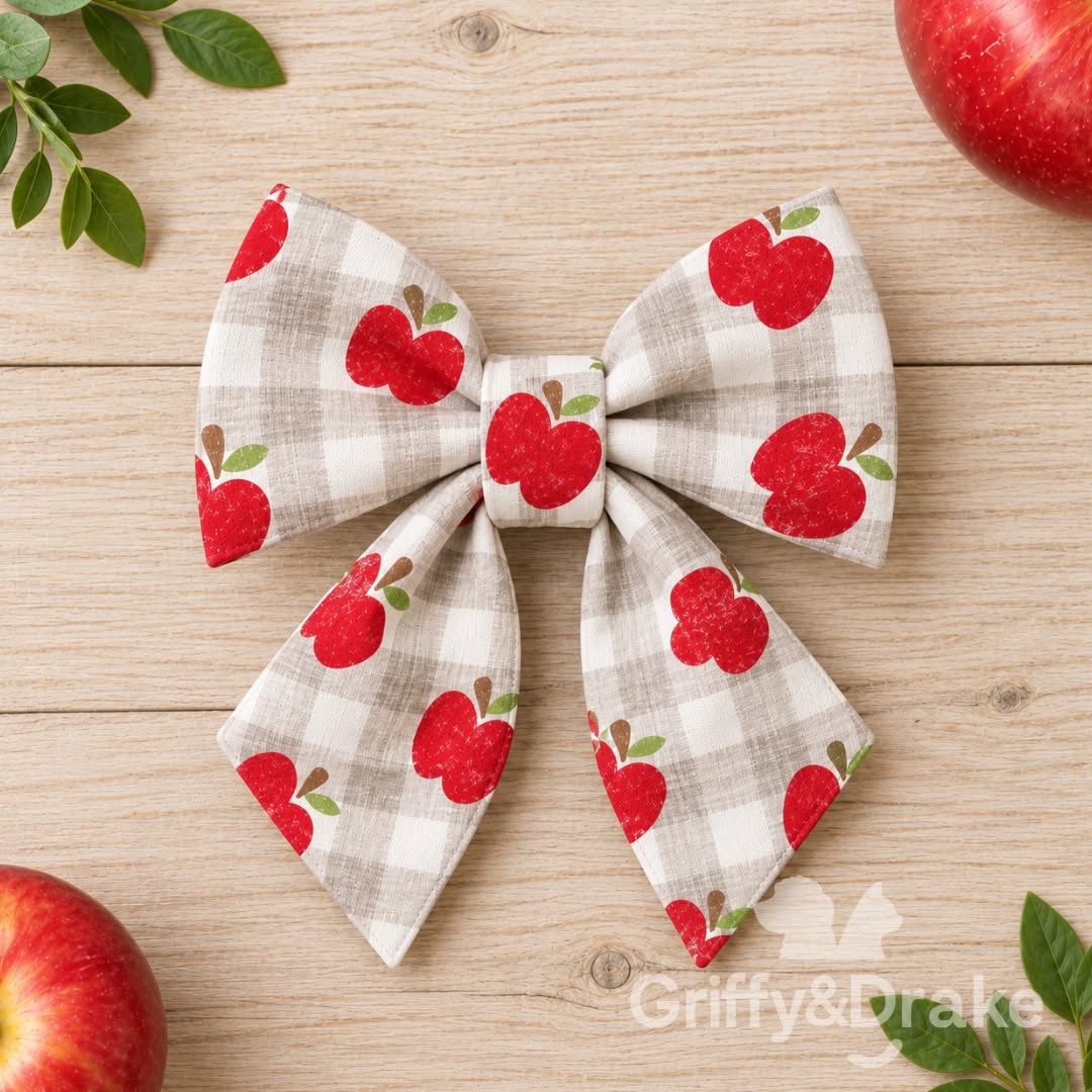 Griffy & Drake Apple of My Eye apple-print sailor bow