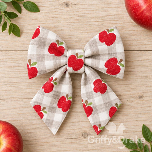 Griffy & Drake Apple of My Eye apple-print sailor bow