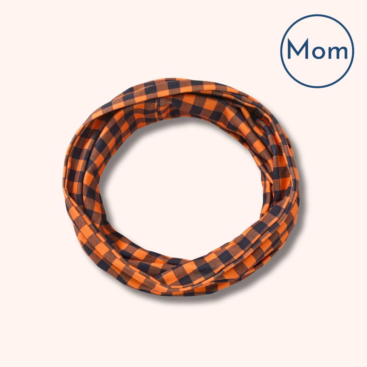 Orange-and-black Harvest Gingham loop scarf