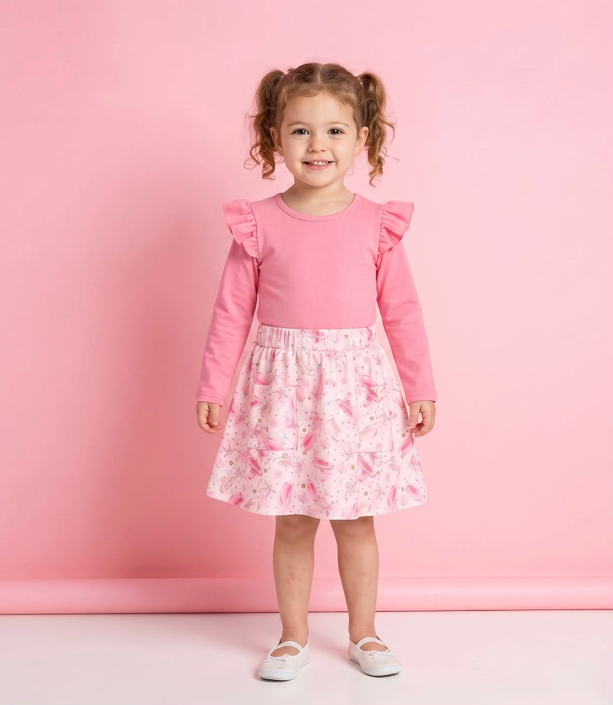 Child wearing the Prima Ballerina pink skort set